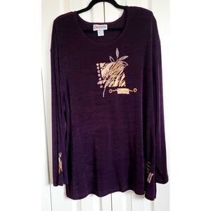 Donna USA 3XL Vintage Tunic Top Slinky Shoulder Pads‎ LS Round Neck